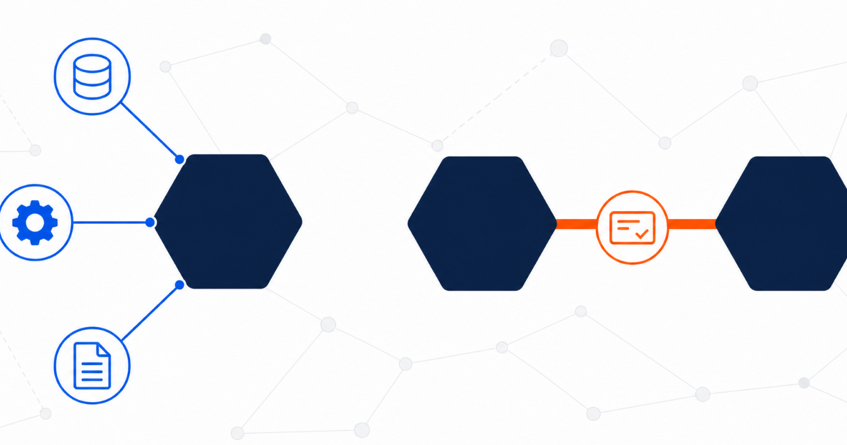 Abstract illustration of two agent networks, one connected to tools, one connected agent-to-agent