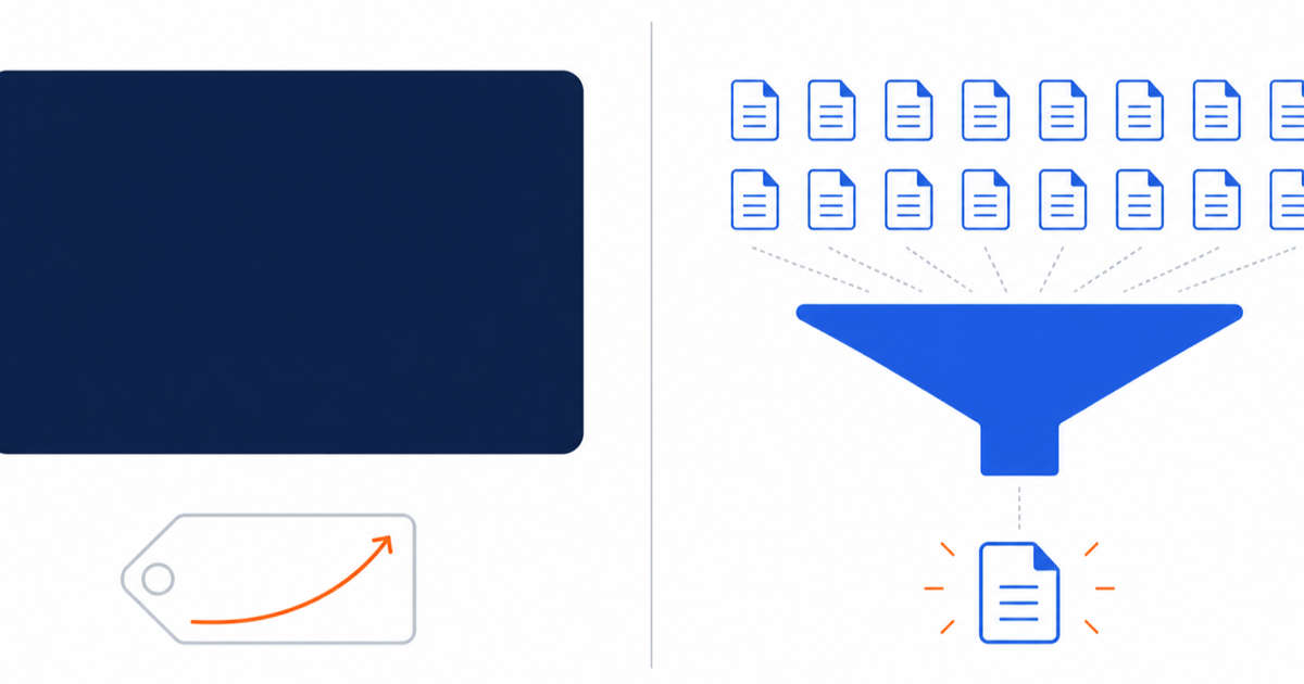 Illustration comparing a costly massive context to an efficient RAG retrieval pipeline