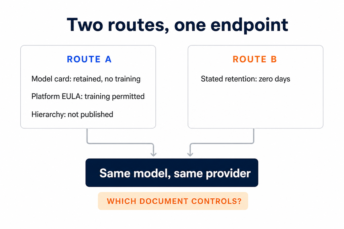 Two routes to the same model displaying different data policies.
