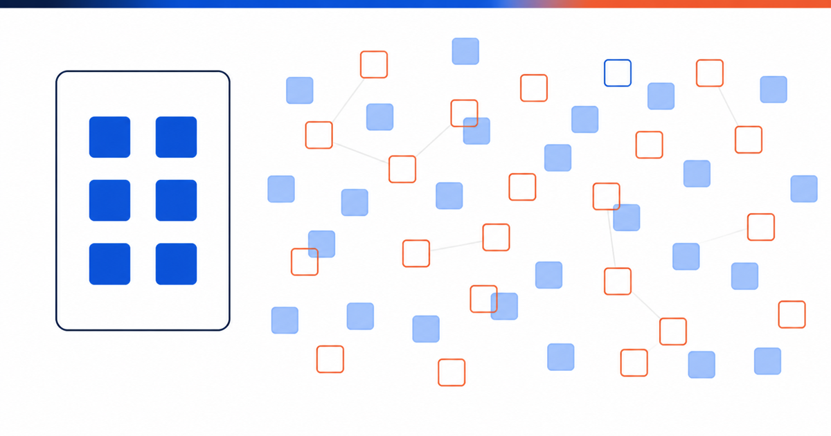 A frame containing six aligned items, surrounded by dozens of scattered items outside it.