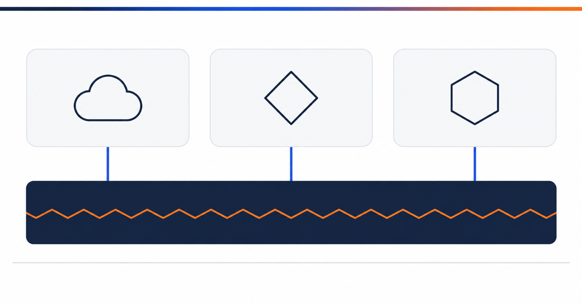 Three vendor cards resting on a single foundation crossed by a fracture line.